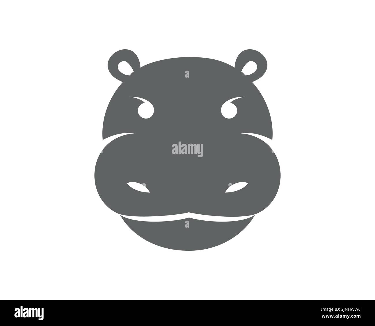 Illustration de la tête d'hippopotame avec vue de face simple Illustration de Vecteur