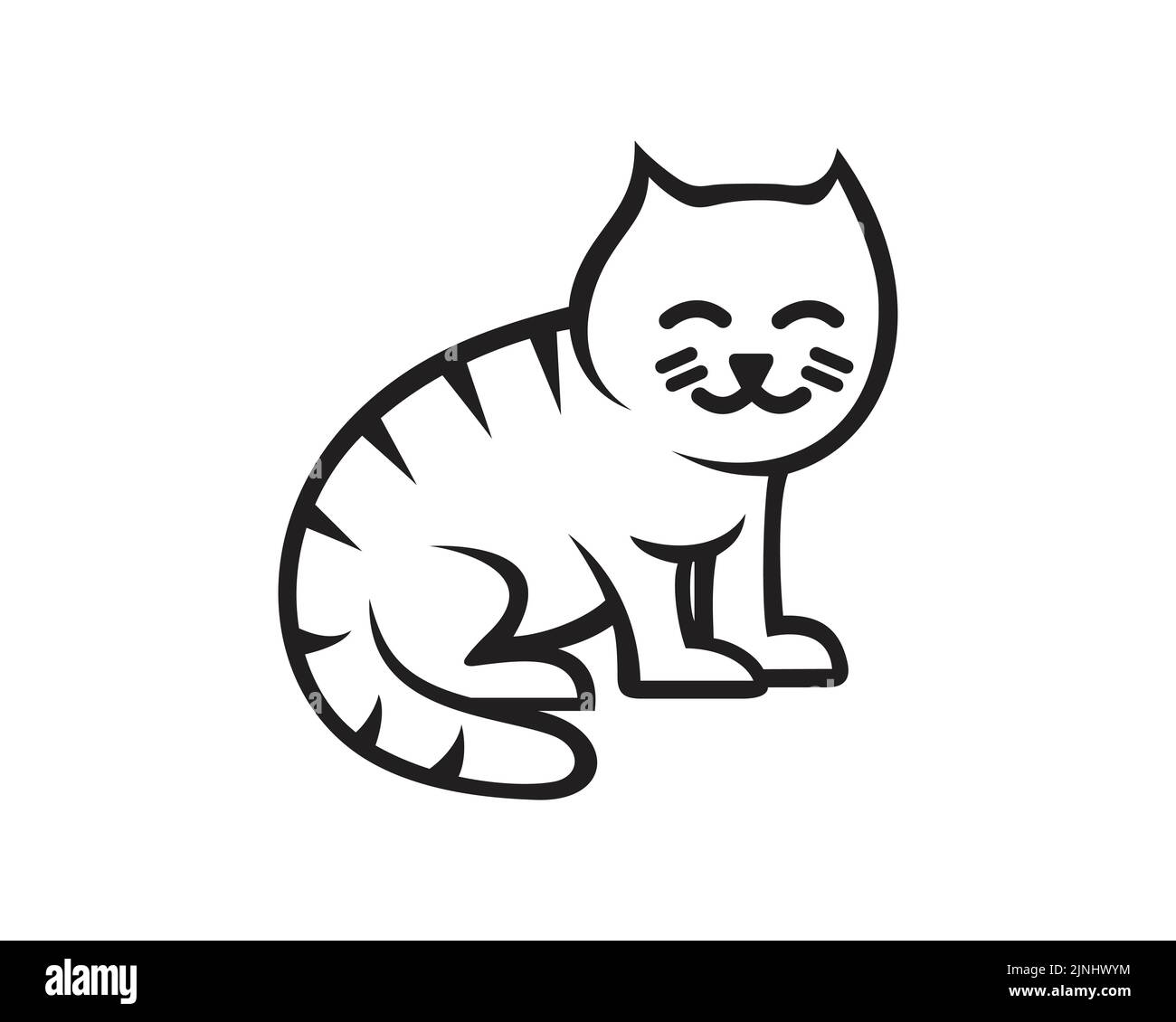 Chat souriant avec mouvement assis Illustration avec style Silhouette Illustration de Vecteur