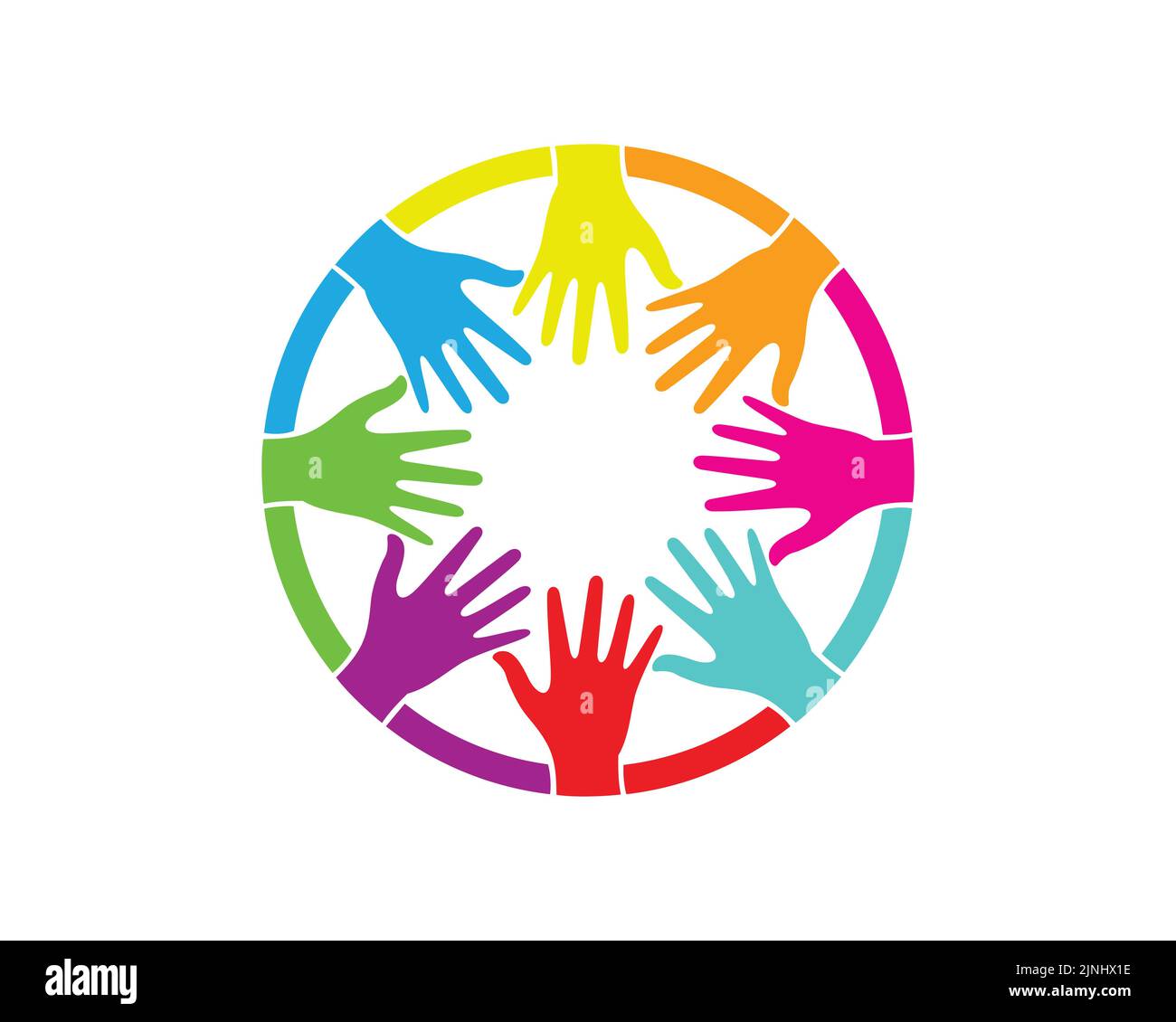 Groupe de mains de couleur colorée formant une illustration de forme de cercle Illustration de Vecteur