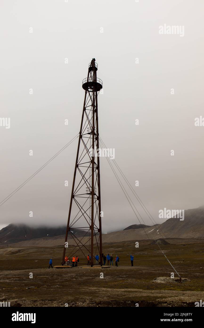 Le point de départ des tentatives de Roald Amundsen de voler vers le pôle Nord par avion, NY-Alesund, Svalbard, Spitsbergen, Norvège. Banque D'Images