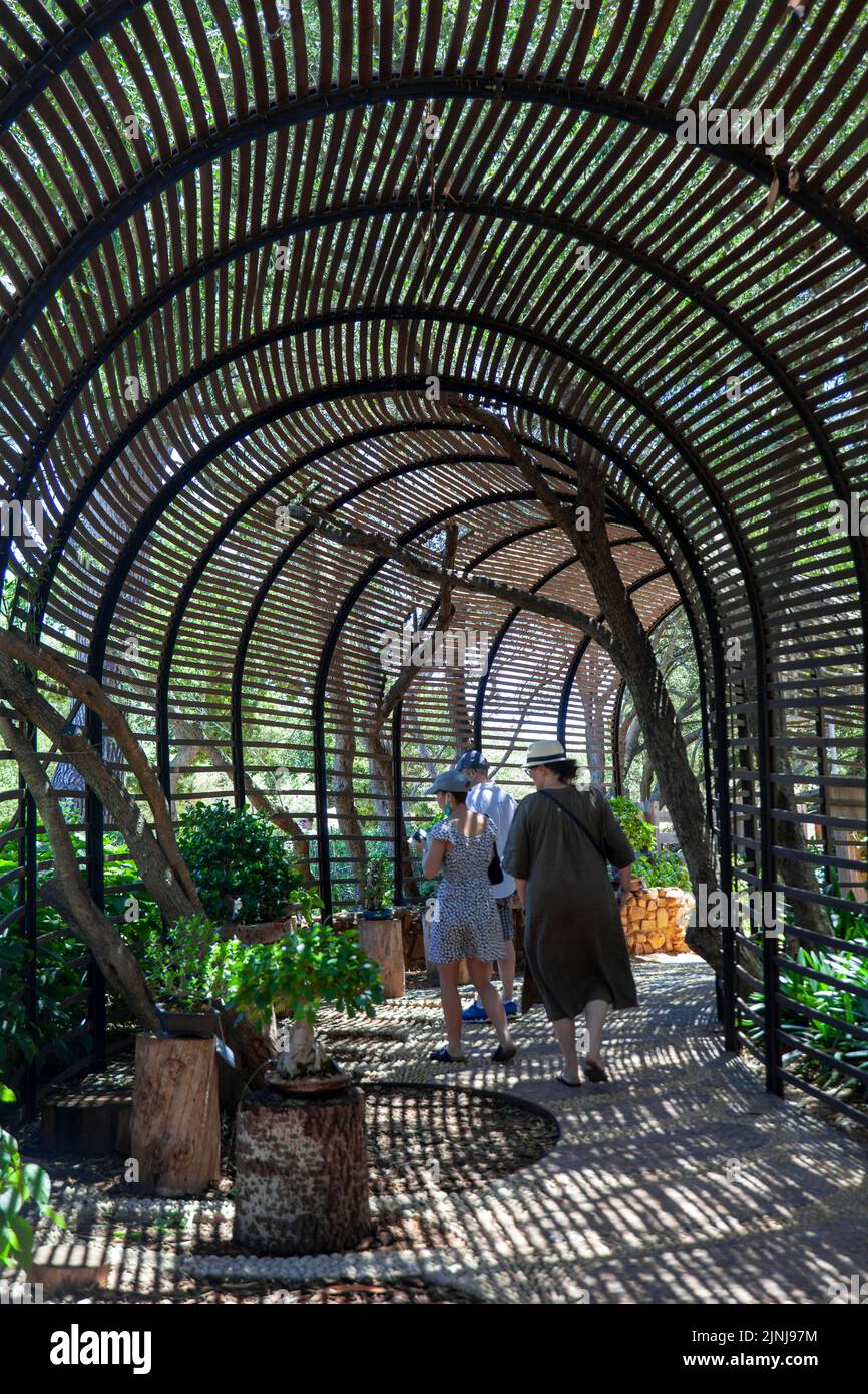 Passerelle du tunnel Puff Adder à Babylonstoren Garden à Simondium dans le Cap occidental, Afrique du Sud Banque D'Images