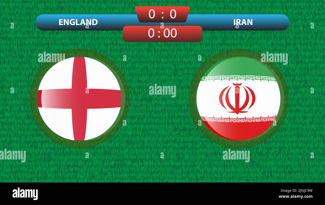 Annonce du match entre l'Angleterre et l'Iran dans le cadre du tournoi international de football au Qatar 2022. Regrouper Une correspondance. Illustrateur de vecteur Illustration de Vecteur