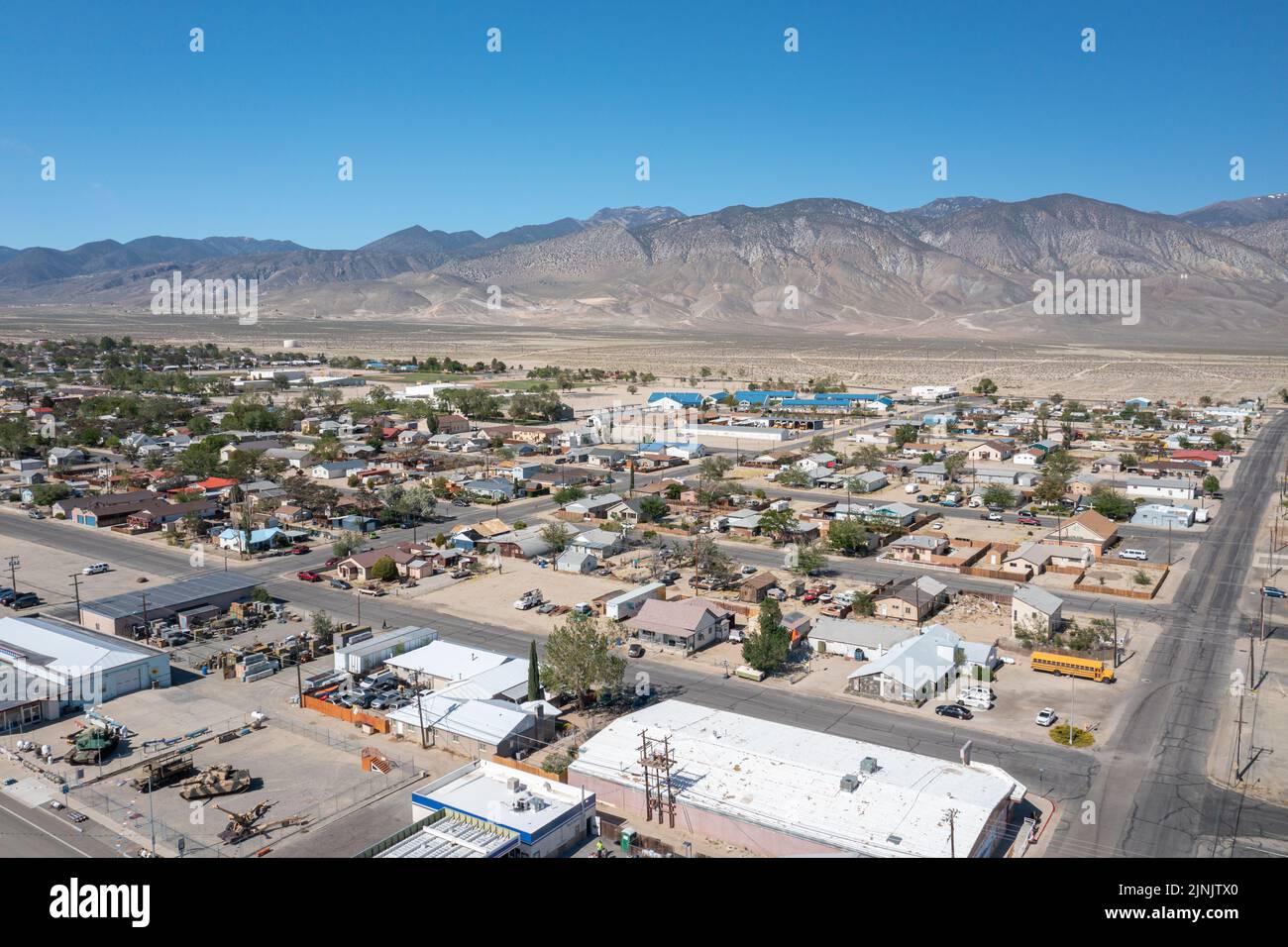 Une vue aérienne sur le siège de Hawthorne dans la ville du comté d'Esmeralda, dans l'ouest du Nevada. Banque D'Images