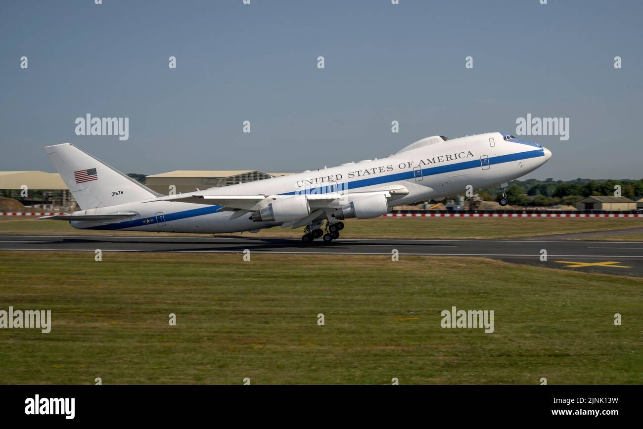 USAF Boeing E4-B 'Doomsday' au départ du Royal International Air Tattoo Banque D'Images