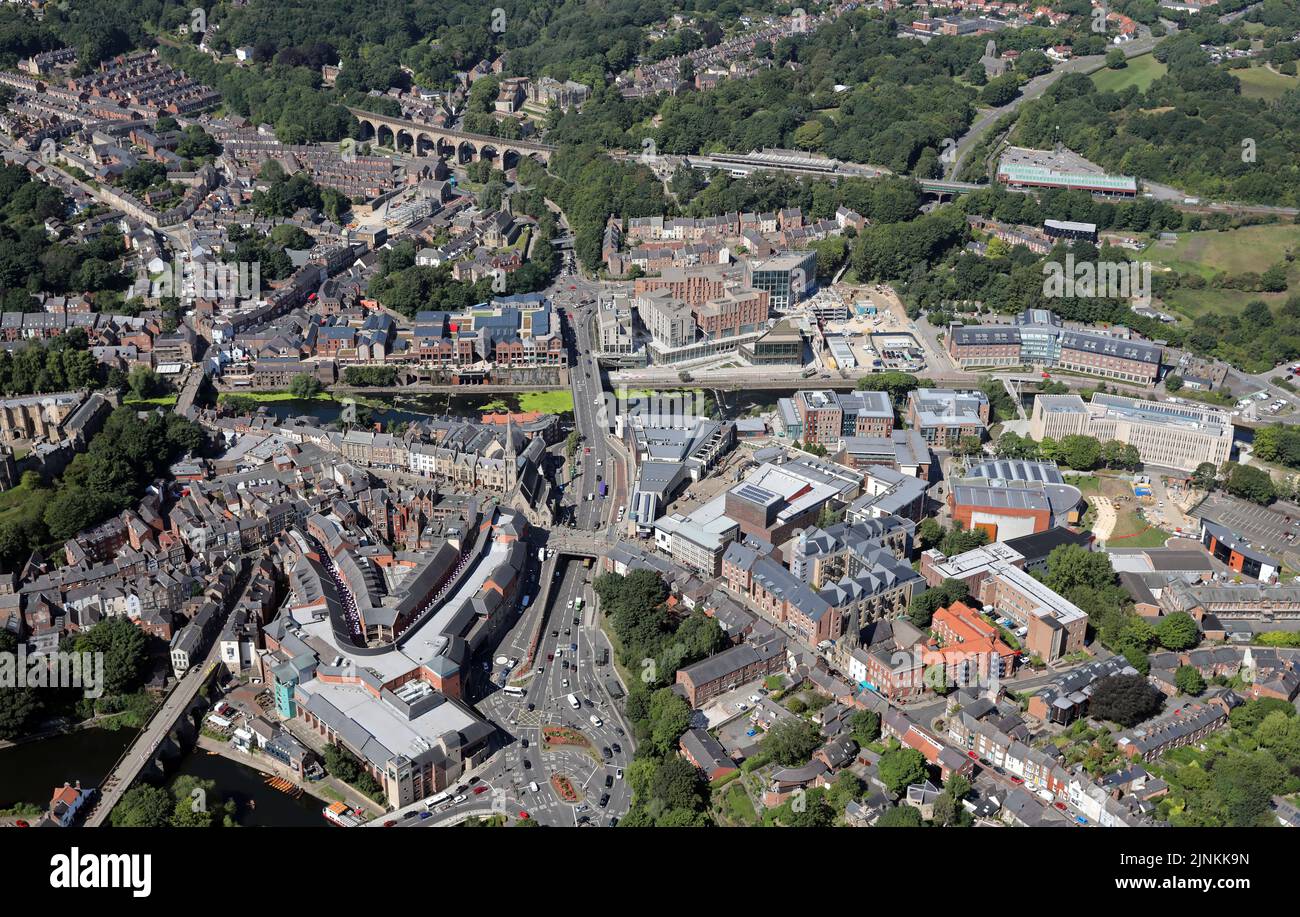 Vue aérienne du centre-ville de Durham, comté de Durham Banque D'Images