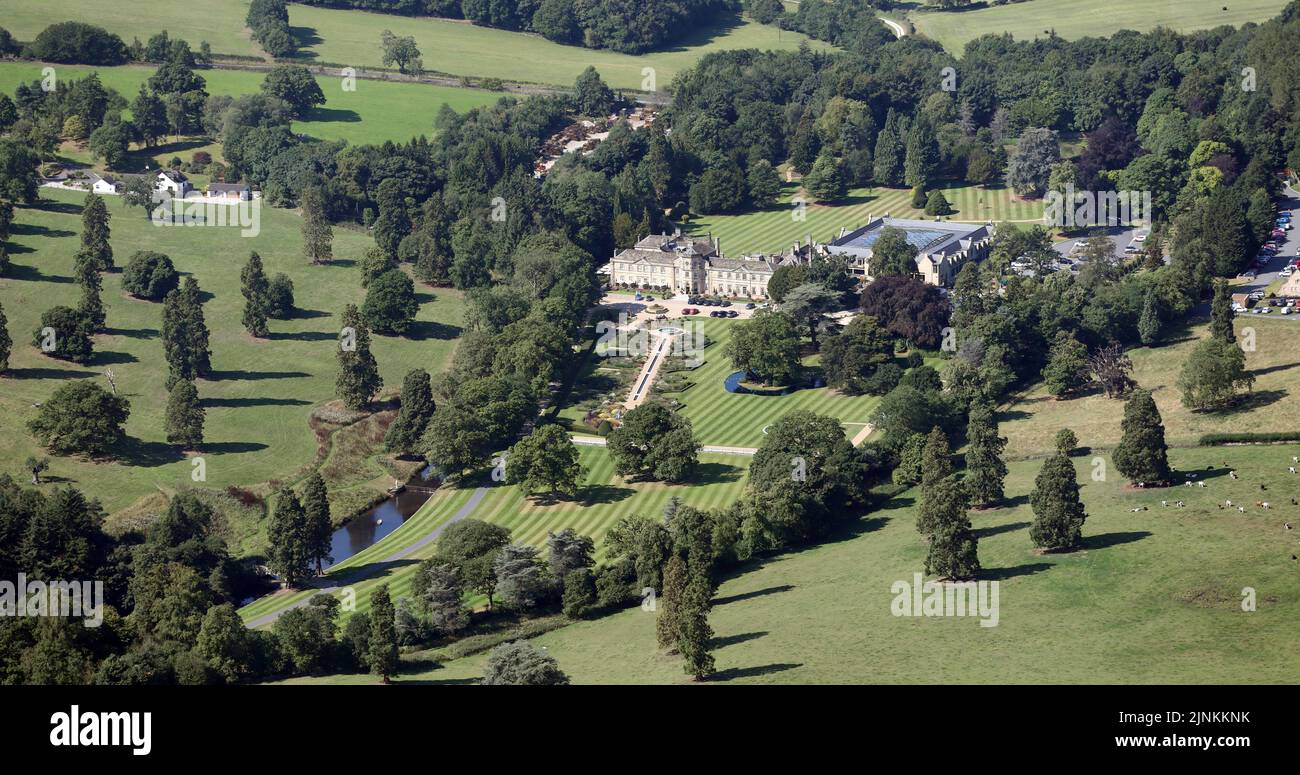 Vue aérienne de l'hôtel de luxe Grantley Hall près de Ripon, North Yorkshire, Royaume-Uni Banque D'Images