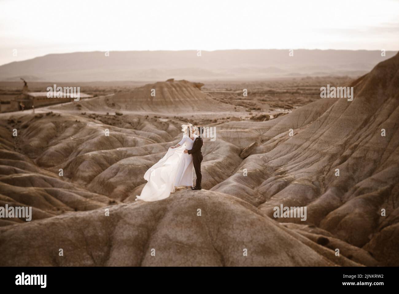 désert, couple de mariage, bardenas reales, déserts, wüste, couples de mariage Banque D'Images
