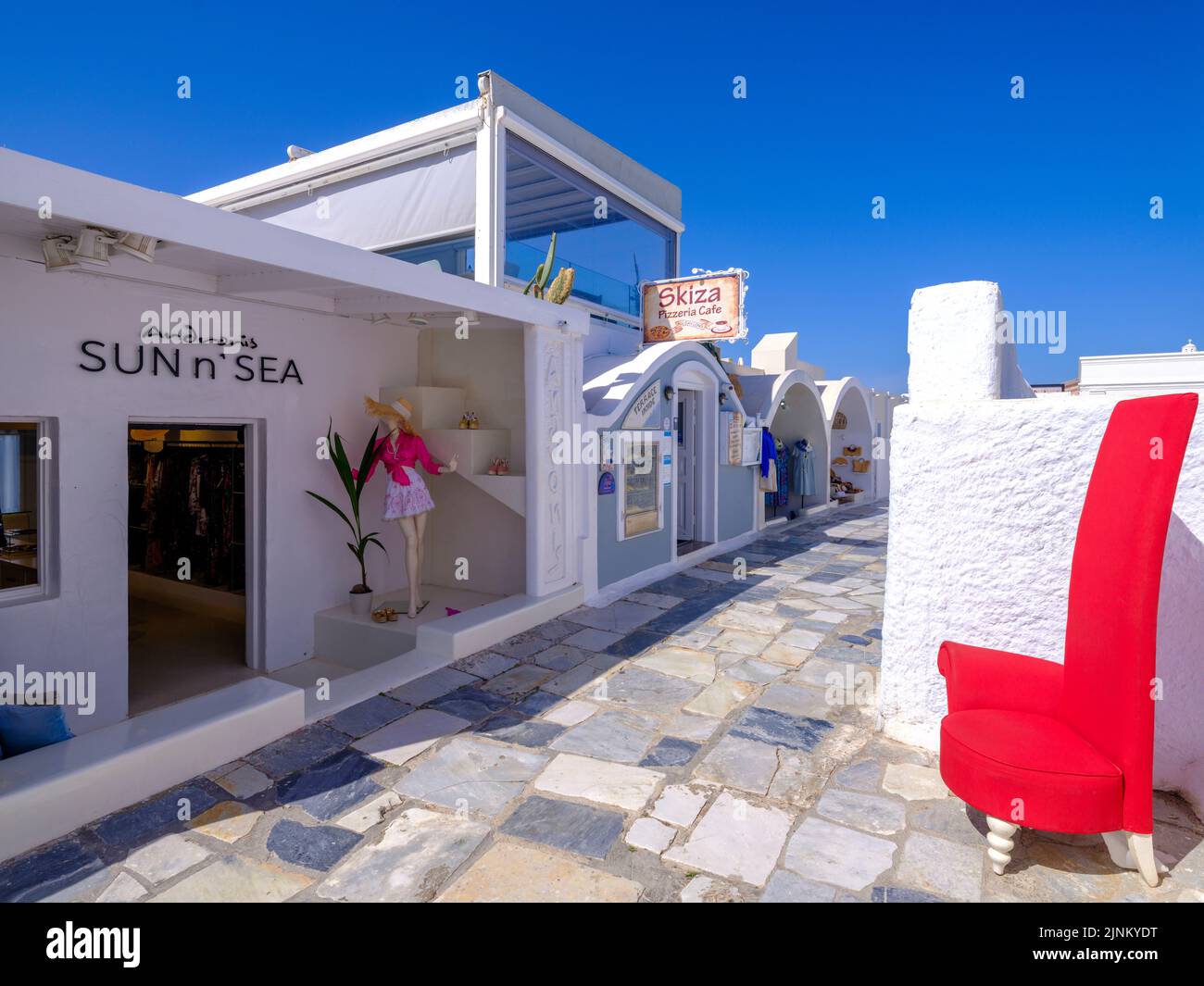 Boutique sur la rue principale d'Oias, Santorin , Oia,Grèce,Europe Mer Egéé,Méditerranée Banque D'Images