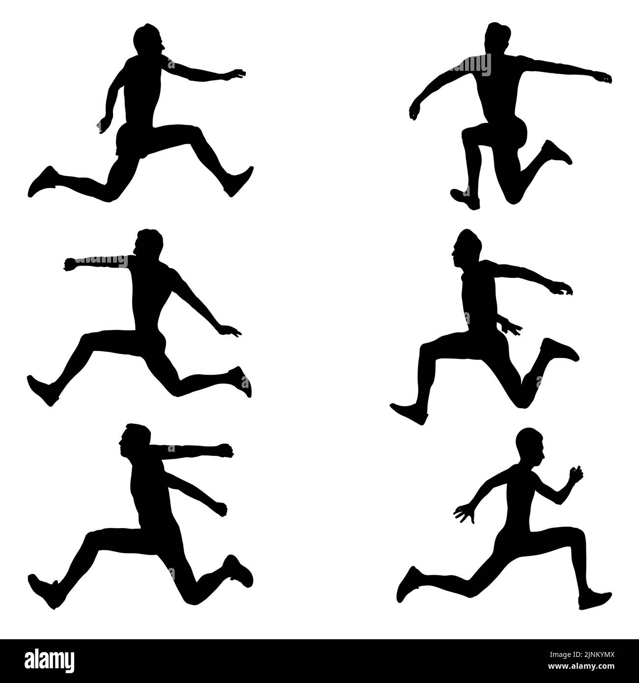 ensemble noir silhouette athlète triple saut vecteur Banque D'Images