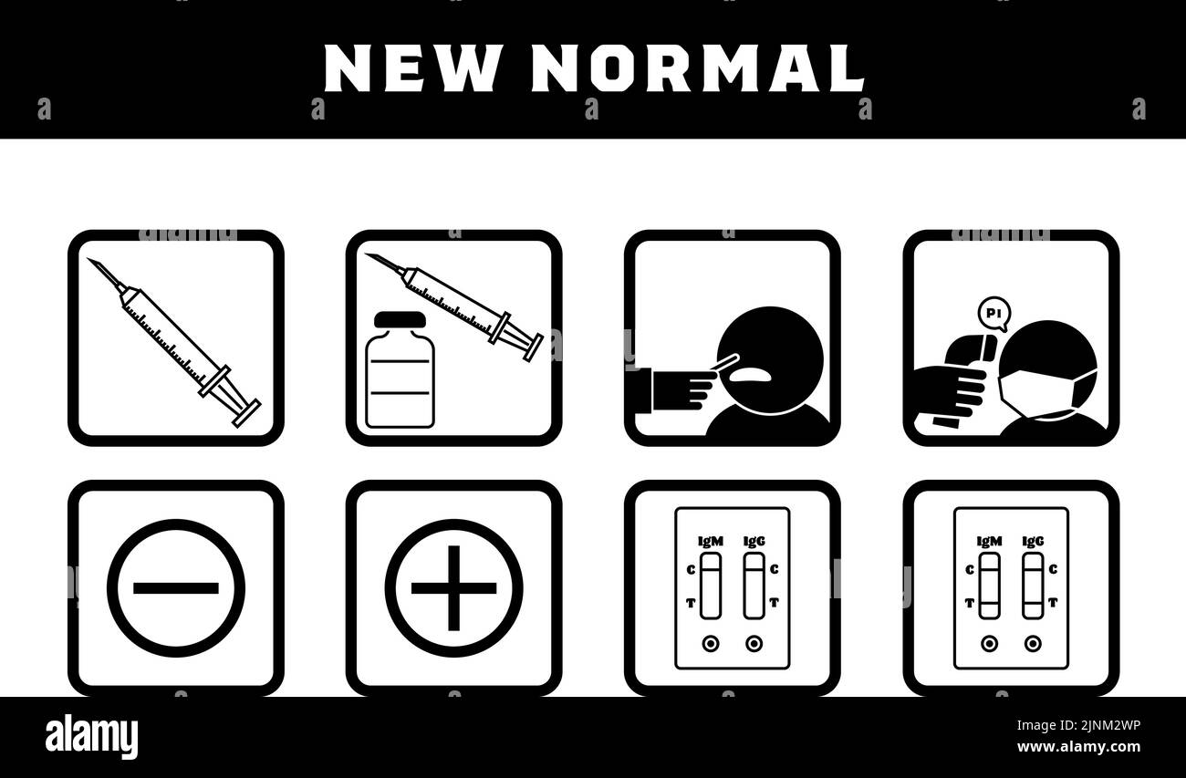 Illustrations de la série pour la vaccination, le test PCR, le test d'anticorps, etc Illustration de Vecteur
