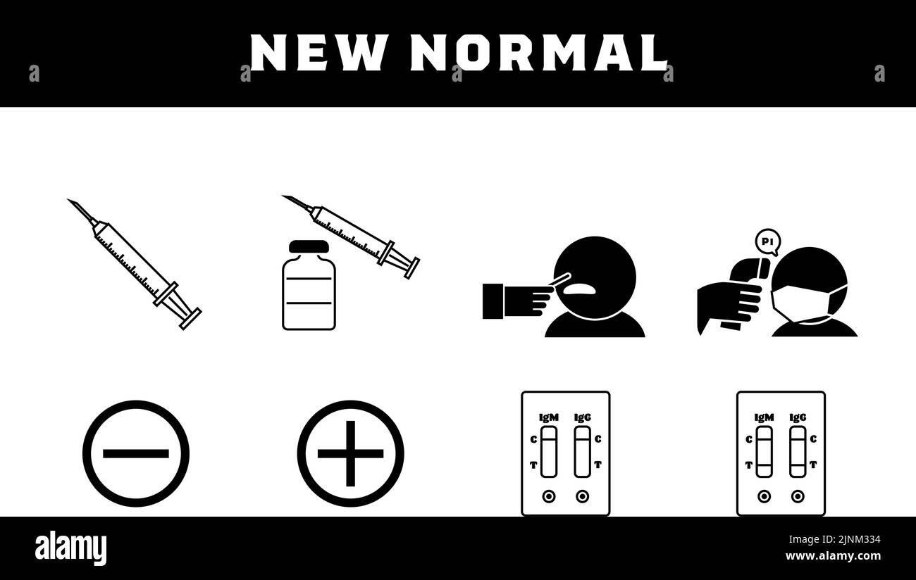 Illustrations de la série pour la vaccination, le test PCR, le test d'anticorps, etc Illustration de Vecteur