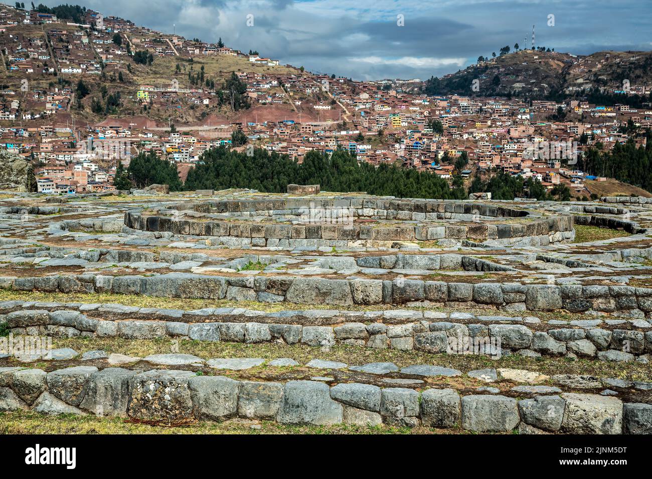 Temple du Soleil (Muyukmarka), ruines de la forteresse de Sacsayhuaman Inca, Cusco, Pérou Banque D'Images