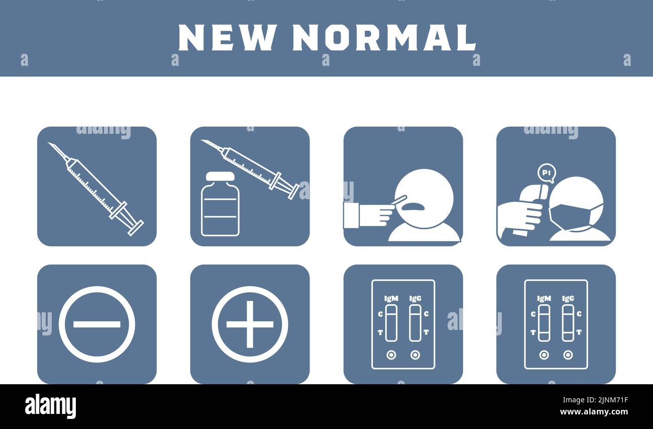 Illustrations de la série pour la vaccination, le test PCR, le test d'anticorps, etc Illustration de Vecteur