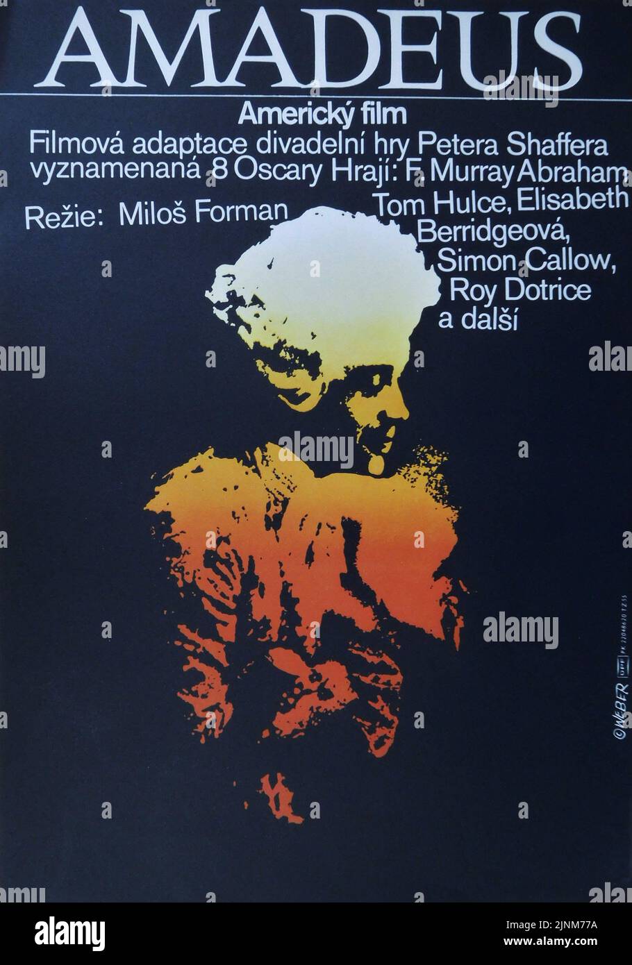 Affiche tchèque pour TOM HULCE comme Mozart et F. MURRAY ABRAHAM comme Salieri dans AMADEUS 1984 réalisateur MILOS FORMAN scène originale / scénario Peter Shaffer co-production USA-France-Italie AMLF / The Saul Zaentz Company Banque D'Images