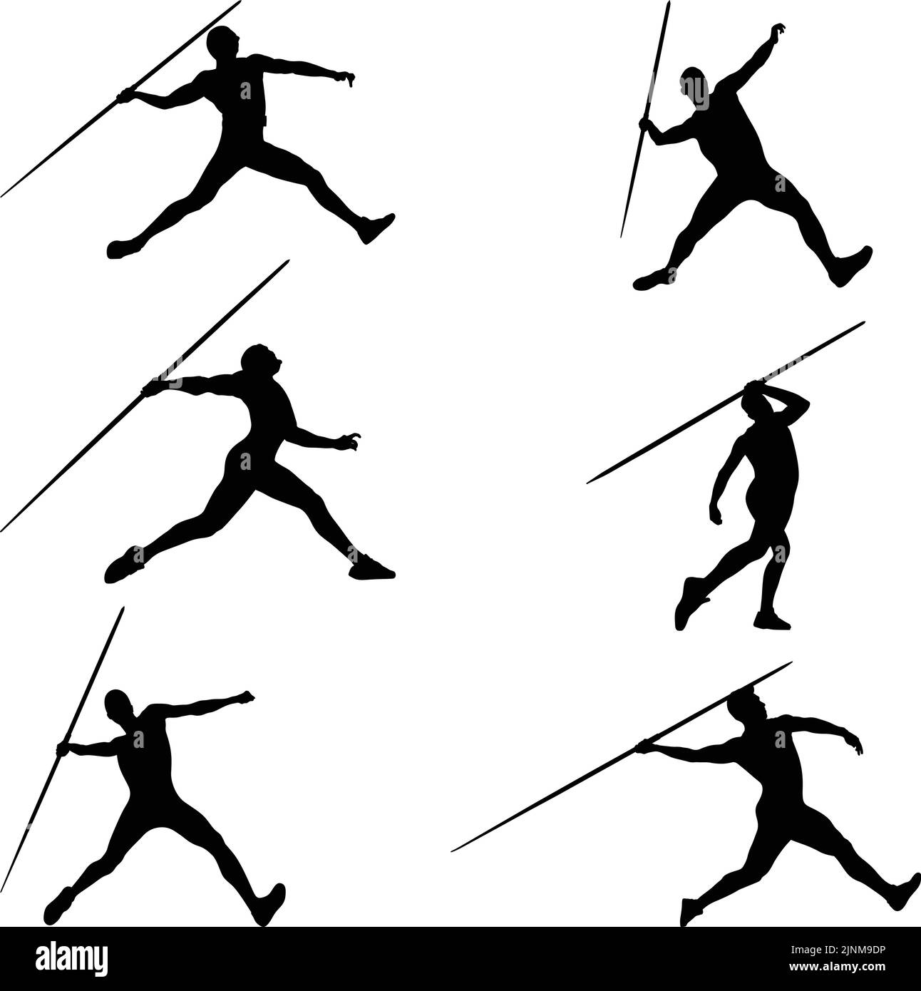 ensemble noir silhouette athlète javelin vecteur de projection Illustration de Vecteur