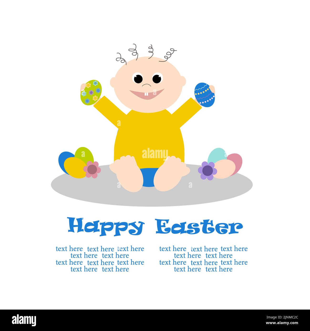Enfant avec des œufs colorés de Pâques. Vacances de Pâques. Illustration de Vecteur