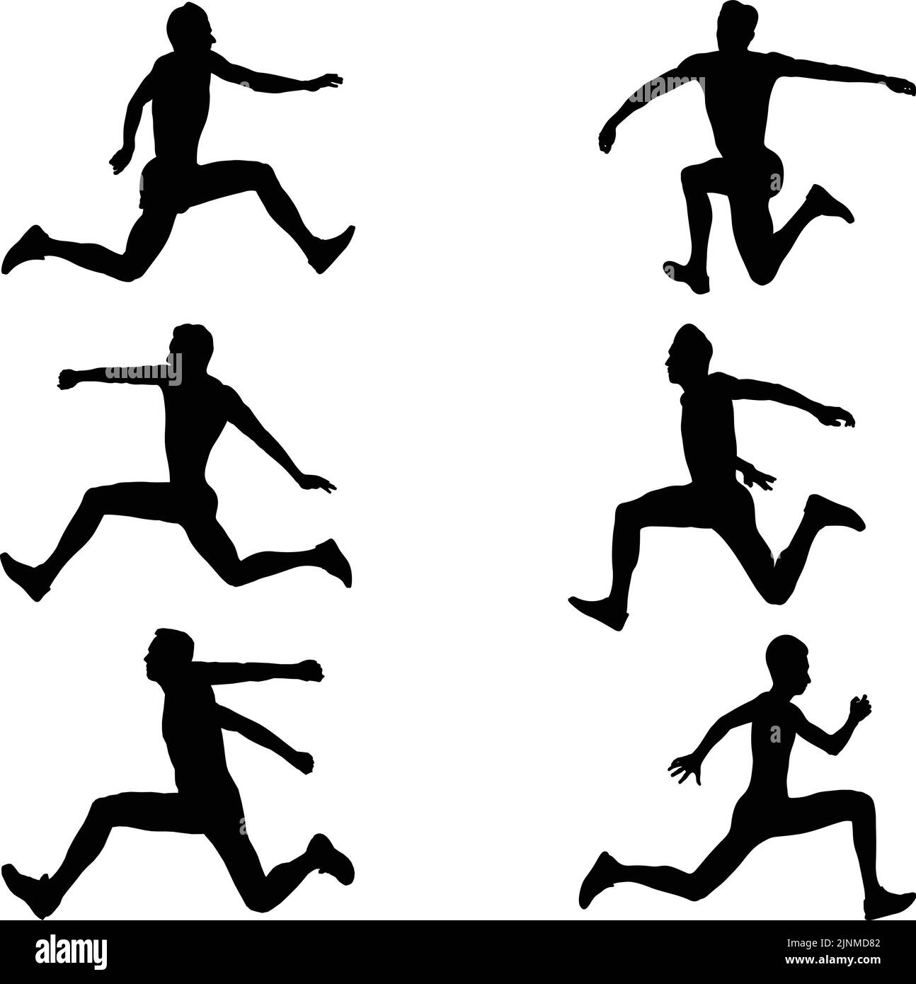 ensemble noir silhouette athlète triple saut vecteur Illustration de Vecteur