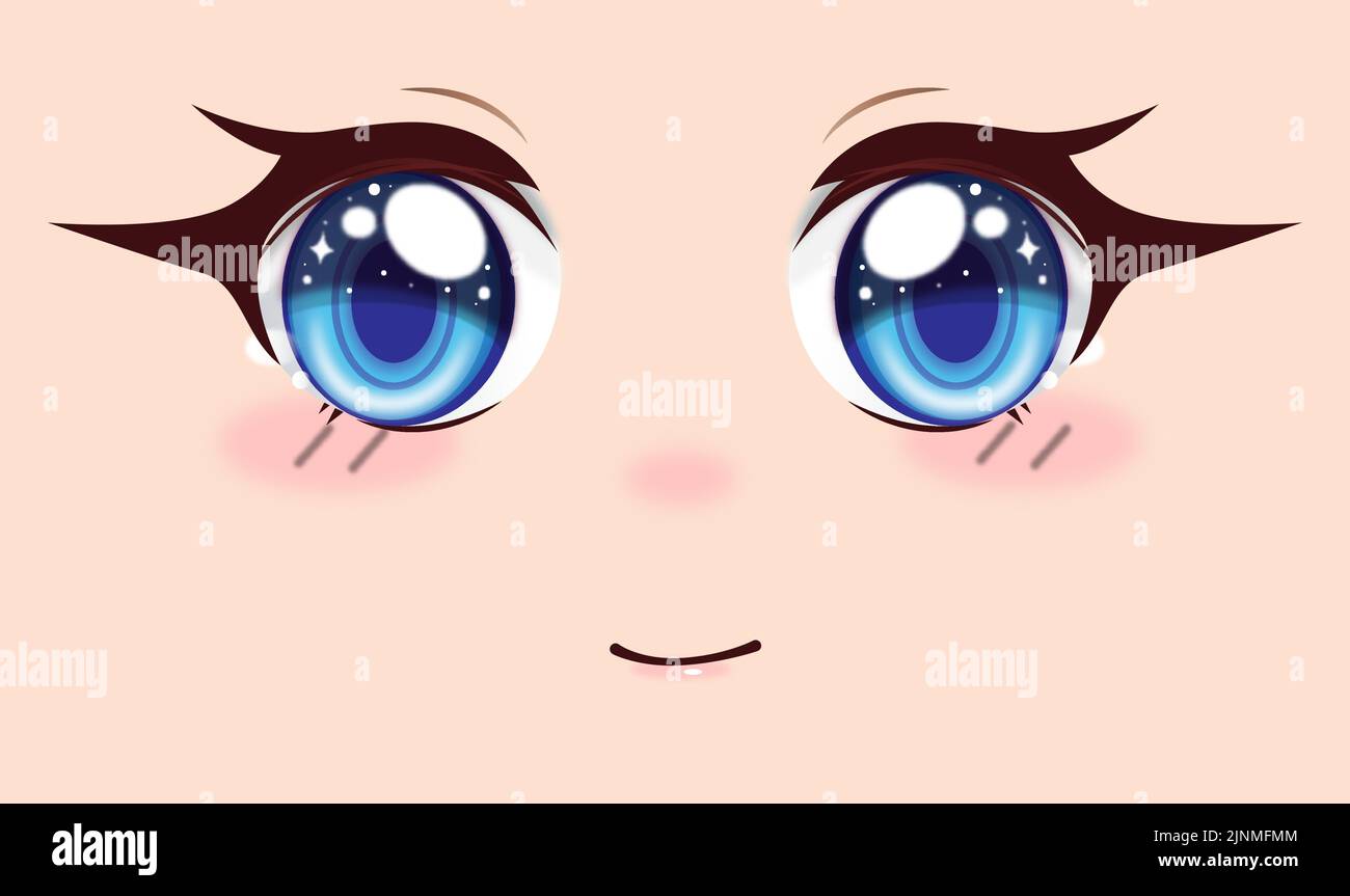 Mignonne anime filles yeux. Expressions du visage Manga. Illustration vectorielle. Illustration de Vecteur