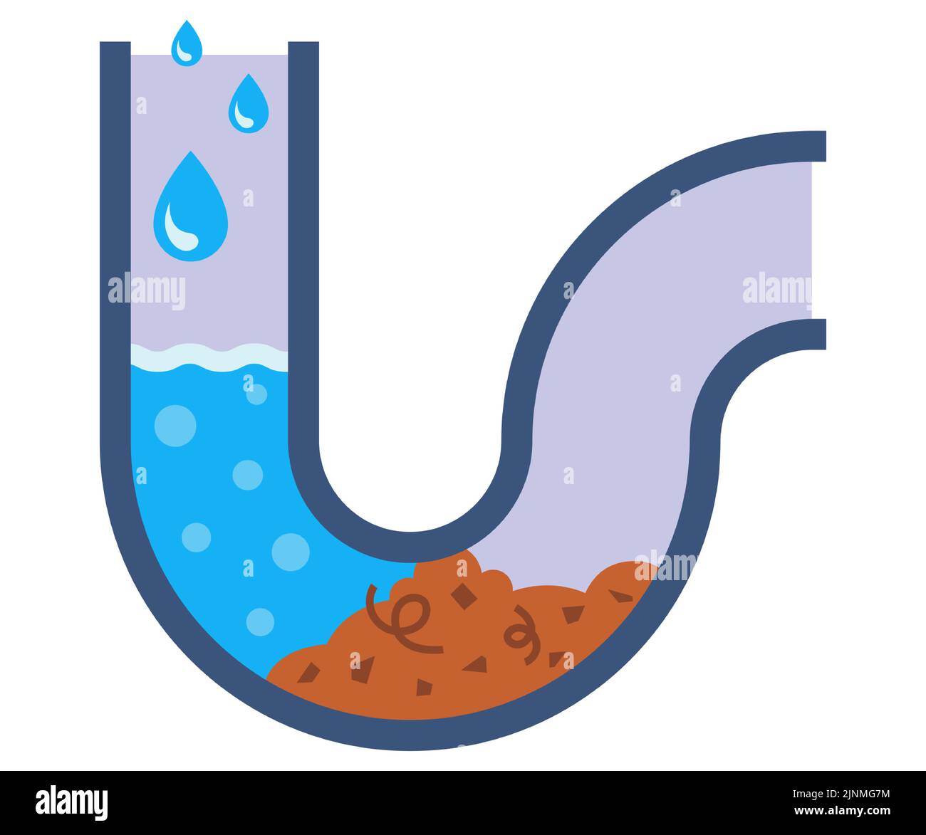 tuyaux bouchés dans la salle de bains. stagnation de l'eau. illustration vectorielle plate. Illustration de Vecteur