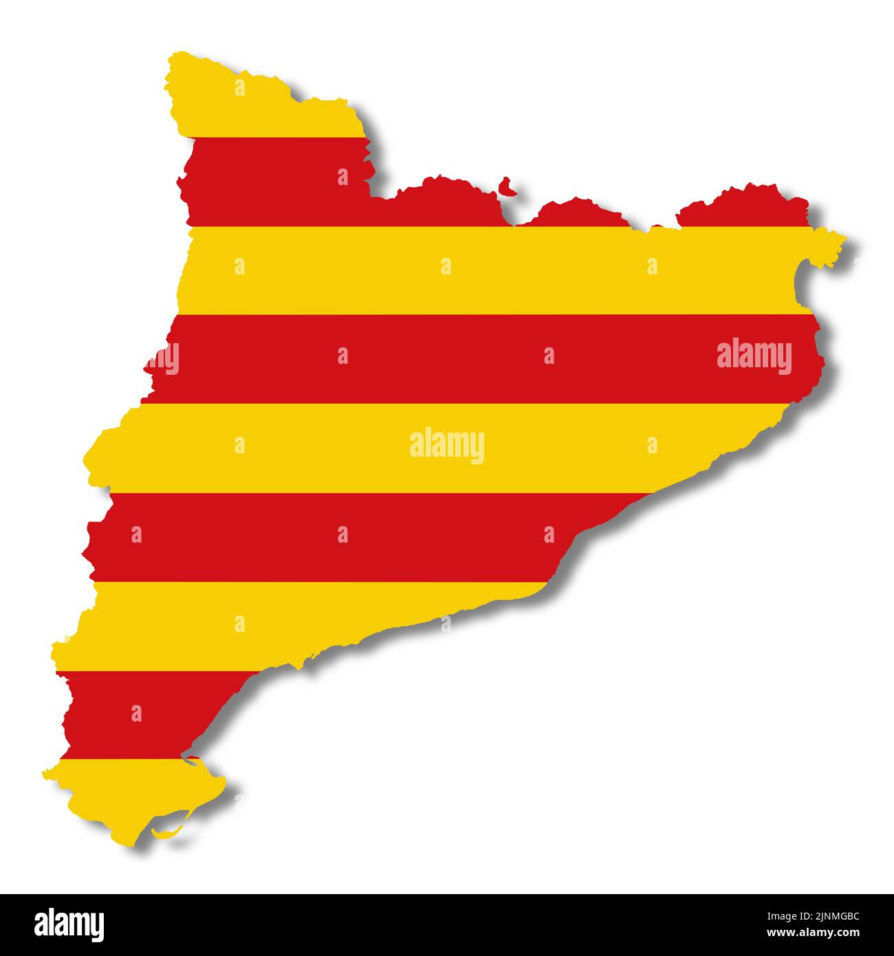 Carte des drapeaux de Catalogne sur fond blanc 3D illustration avec masque Banque D'Images