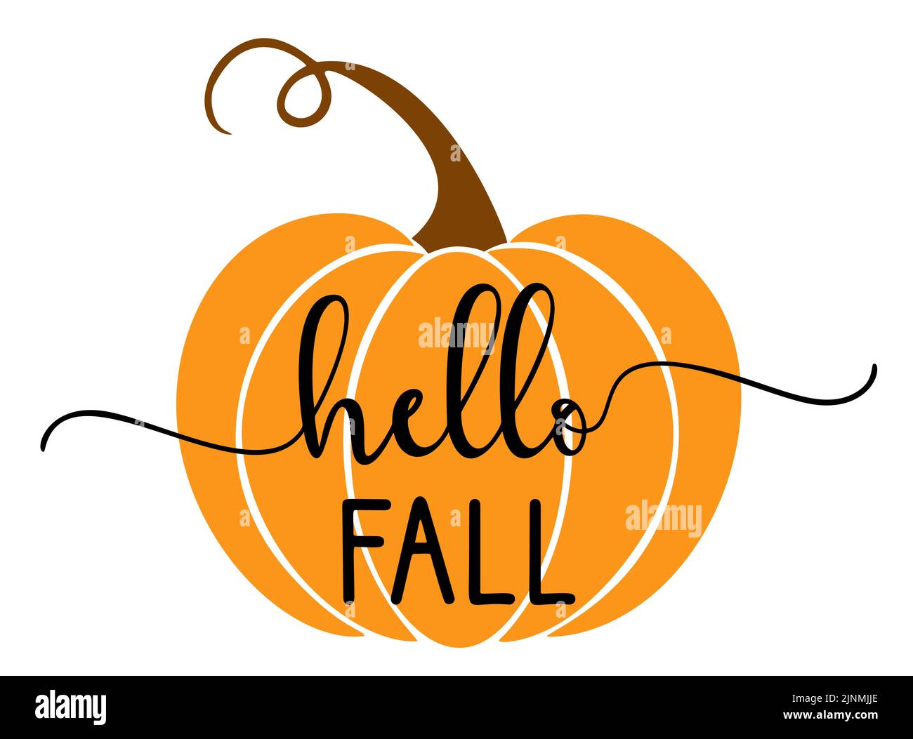 Vecteur citation d'automne Bonjour automne avec l'automne citrouille isolée sur fond blanc. Illustration de Vecteur