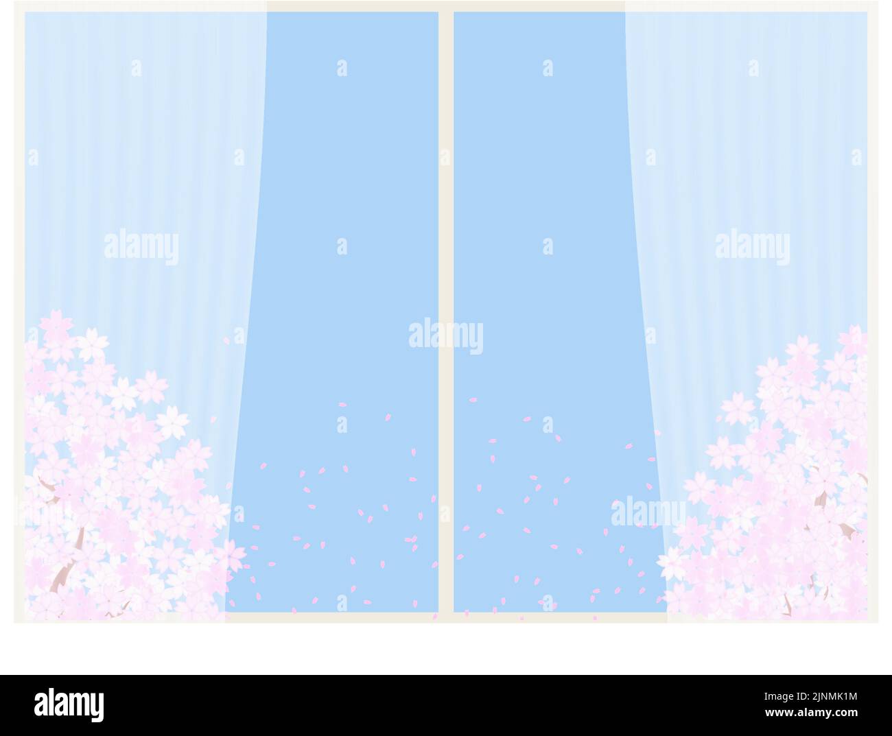 Fleurs de cerisier en pleine fleur vue par la fenêtre Illustration de Vecteur