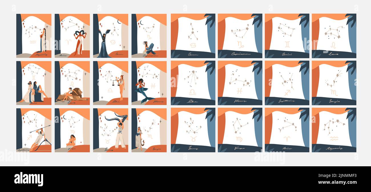 Dessin à la main vecteur résumé stock graphique simple illustration collection cartes ensemble art avec moderne magie collage artistique modèle contemporain Illustration de Vecteur