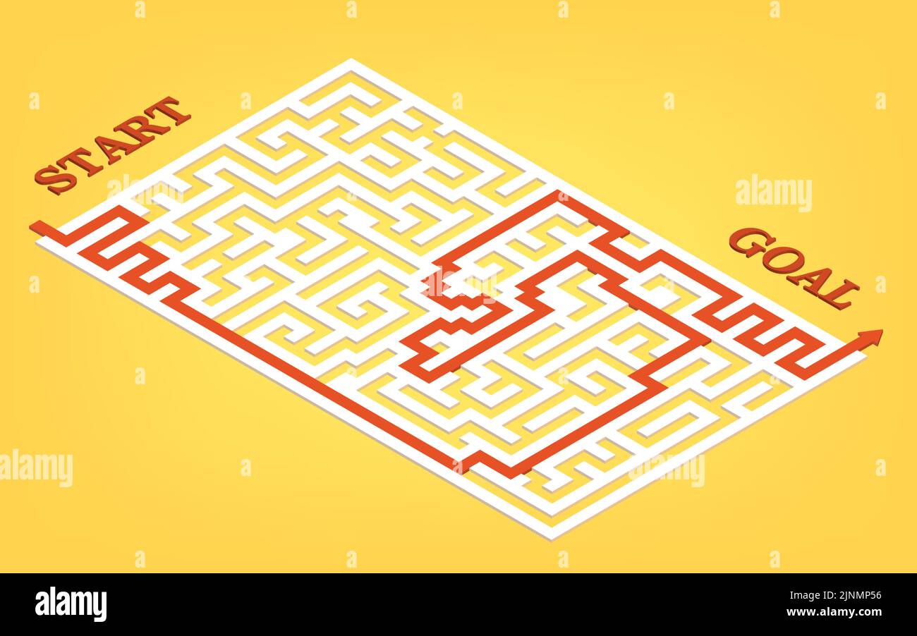 Illustration de labyrinthe en trois dimensions, avec réponses, isométrique Illustration de Vecteur