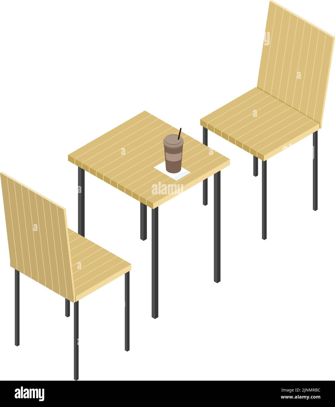 Table et chaise en bois, isométriques Illustration de Vecteur