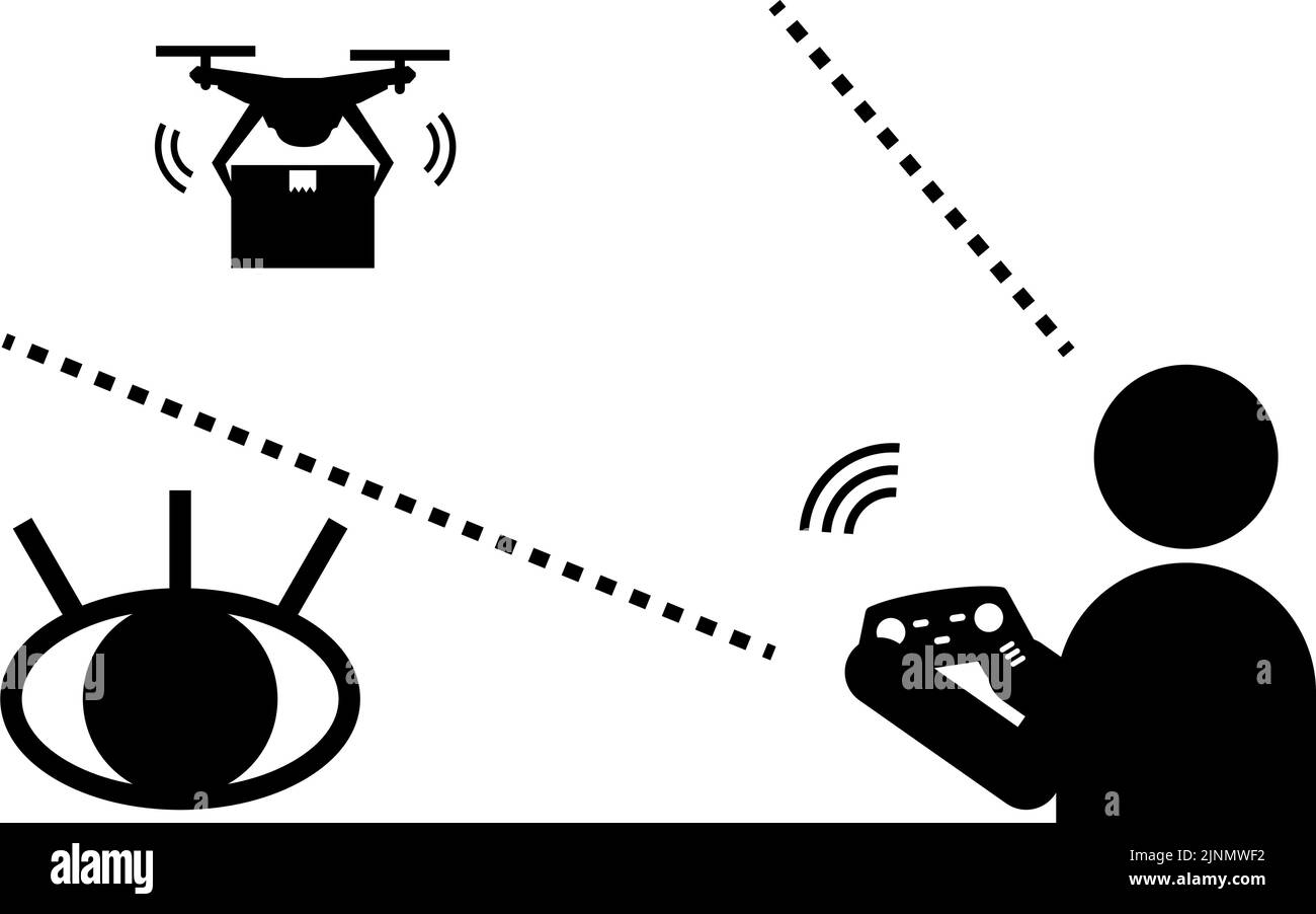 La législation des drones, une icône simple montrant la portée visuelle Illustration de Vecteur
