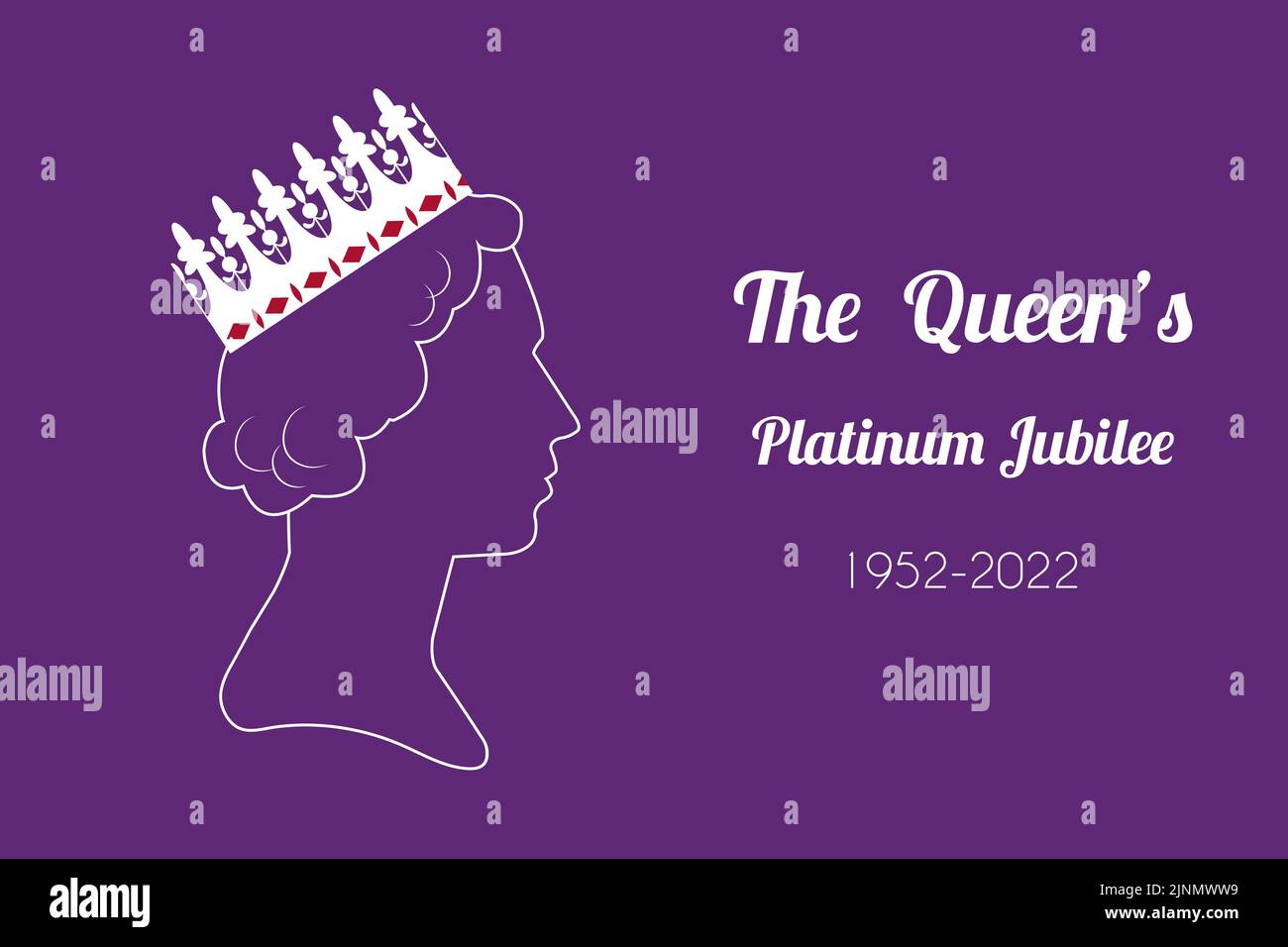 Célébration du Jubilé de platine de la Reine. Profil d'Elizabeth dans la couronne sur fond violet. Illustration vectorielle pour les réseaux sociaux Illustration de Vecteur