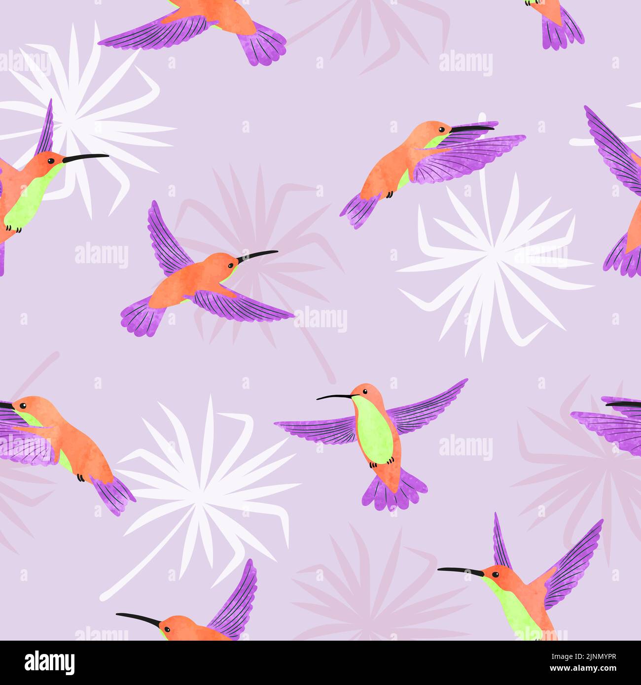 Motif colibris. Arrière-plan tropical sans couture avec oiseaux aquarelles. Illustration de Vecteur
