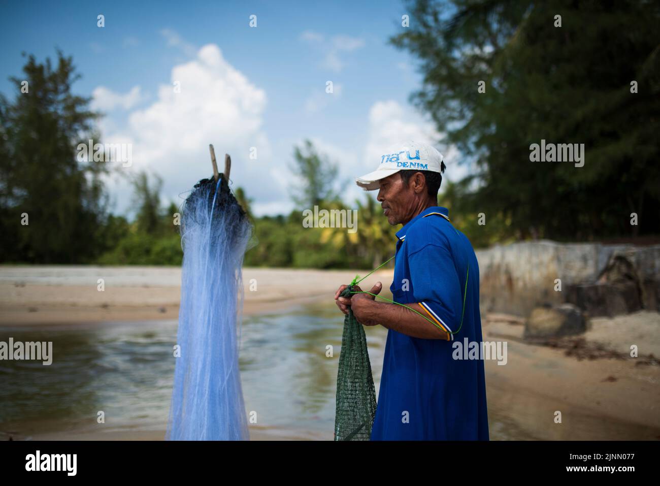ÎLE DE KOH SAMUI, THAÏLANDE. 26 mars 2016; vie locale sur l'île de Samui. Portrait du pêcheur. Banque D'Images