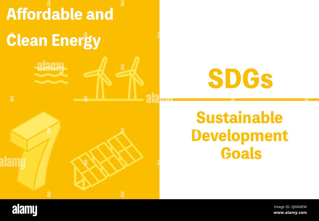 Objectif 7 des ODD, énergie propre et abordable Illustration de Vecteur