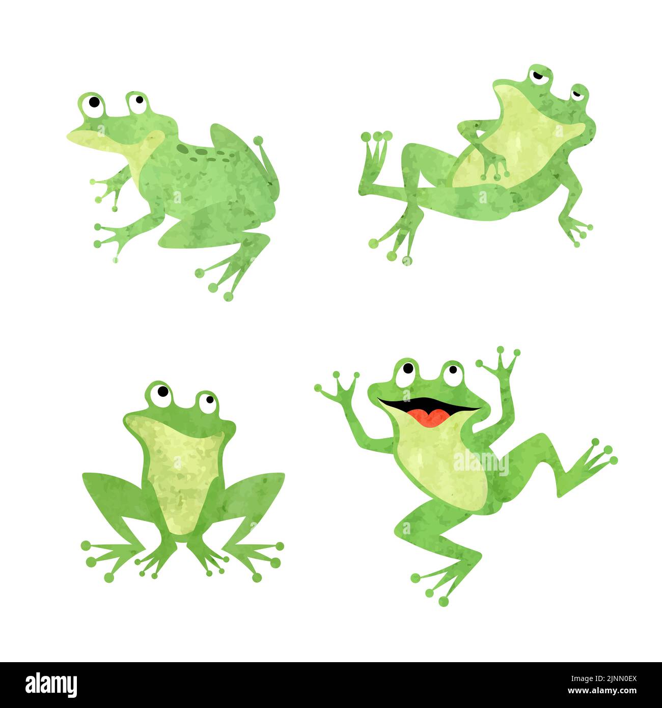 Ensemble de grenouilles mignons. Illustration vectorielle de la grenouille aquarelle verte isolée sur blanc Illustration de Vecteur