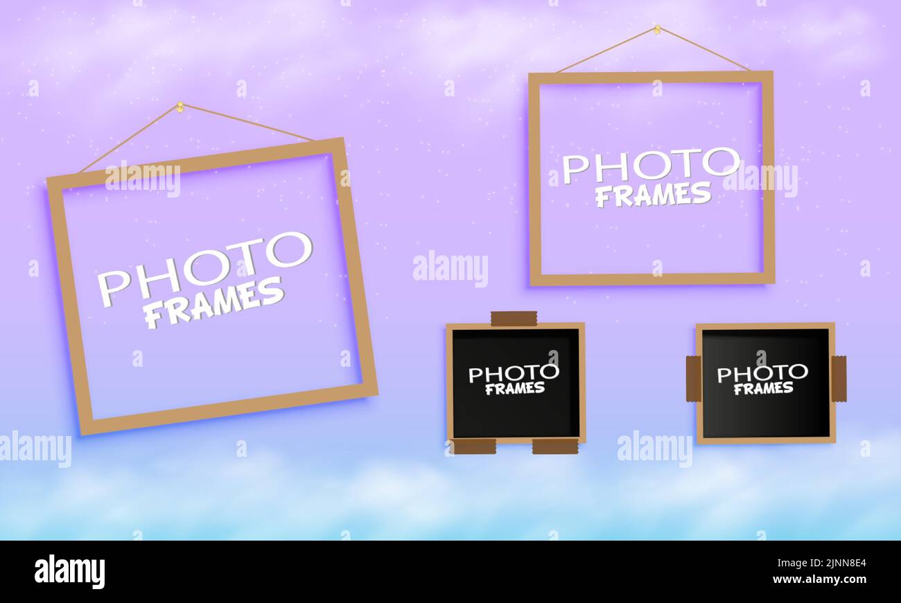 CADRE PHOTO CARRÉ RÉALISTE, avec une couleur d'arrière-plan lumineuse et élégante, idéal pour l'impression de photos, la décoration de photos Illustration de Vecteur