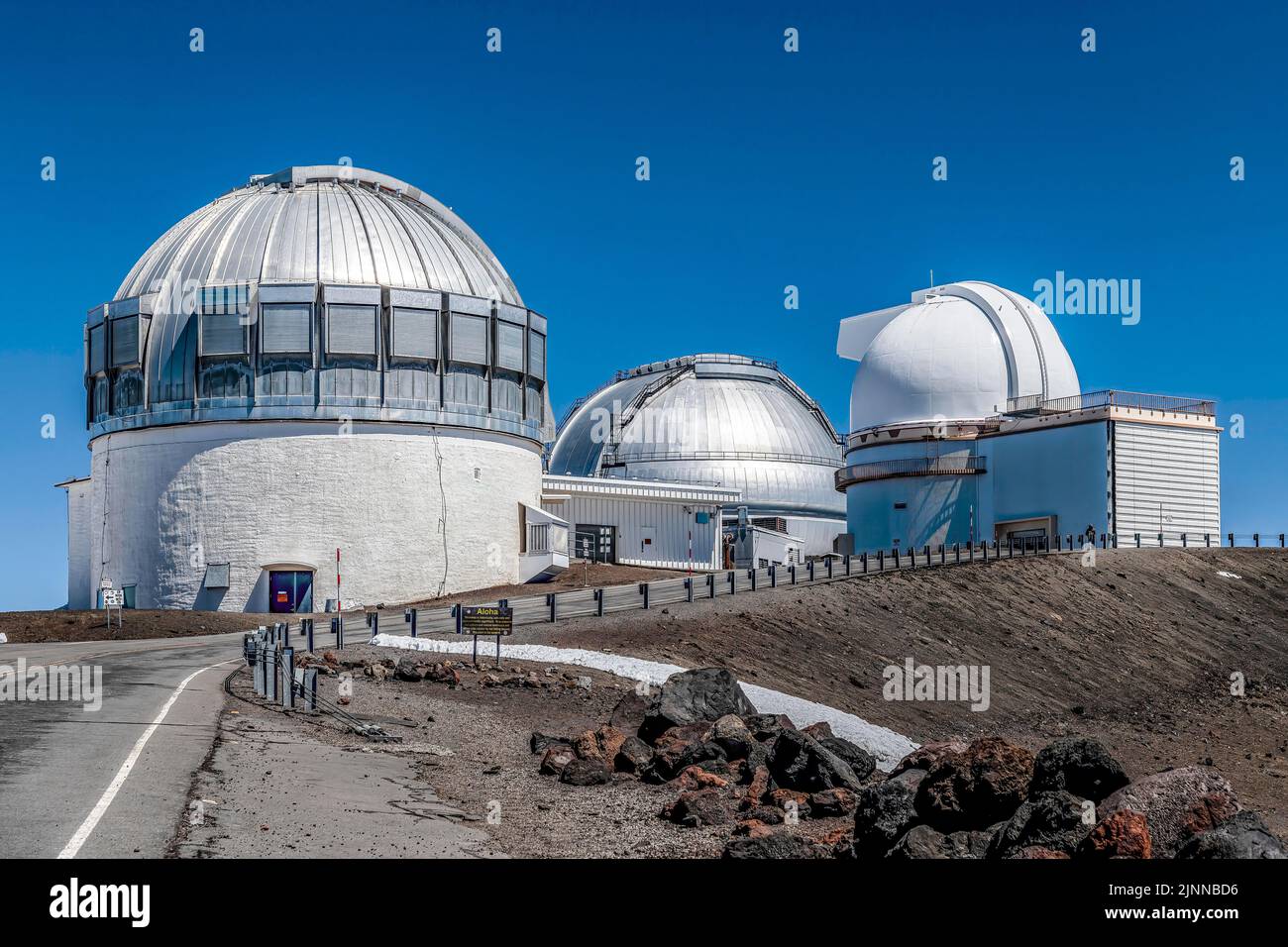 Volcano Summit Observatoires, Mauna Kea Ice Age Natural Area Reserve, Big Island, Hawaii Banque D'Images