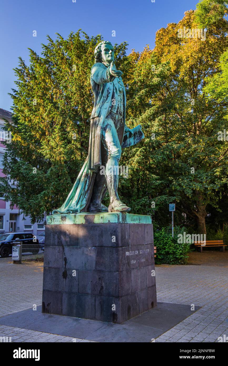 Schiller Monument à Schillerplatz, Mannheim, Rhin, Neckar, Bade-Wurtemberg, Sud-Ouest de l'Allemagne, Allemagne Banque D'Images