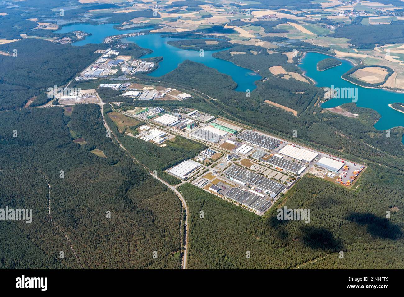 Vue aérienne du domaine industriel de Wackersdorf, Bavière, Allemagne, Europe Banque D'Images