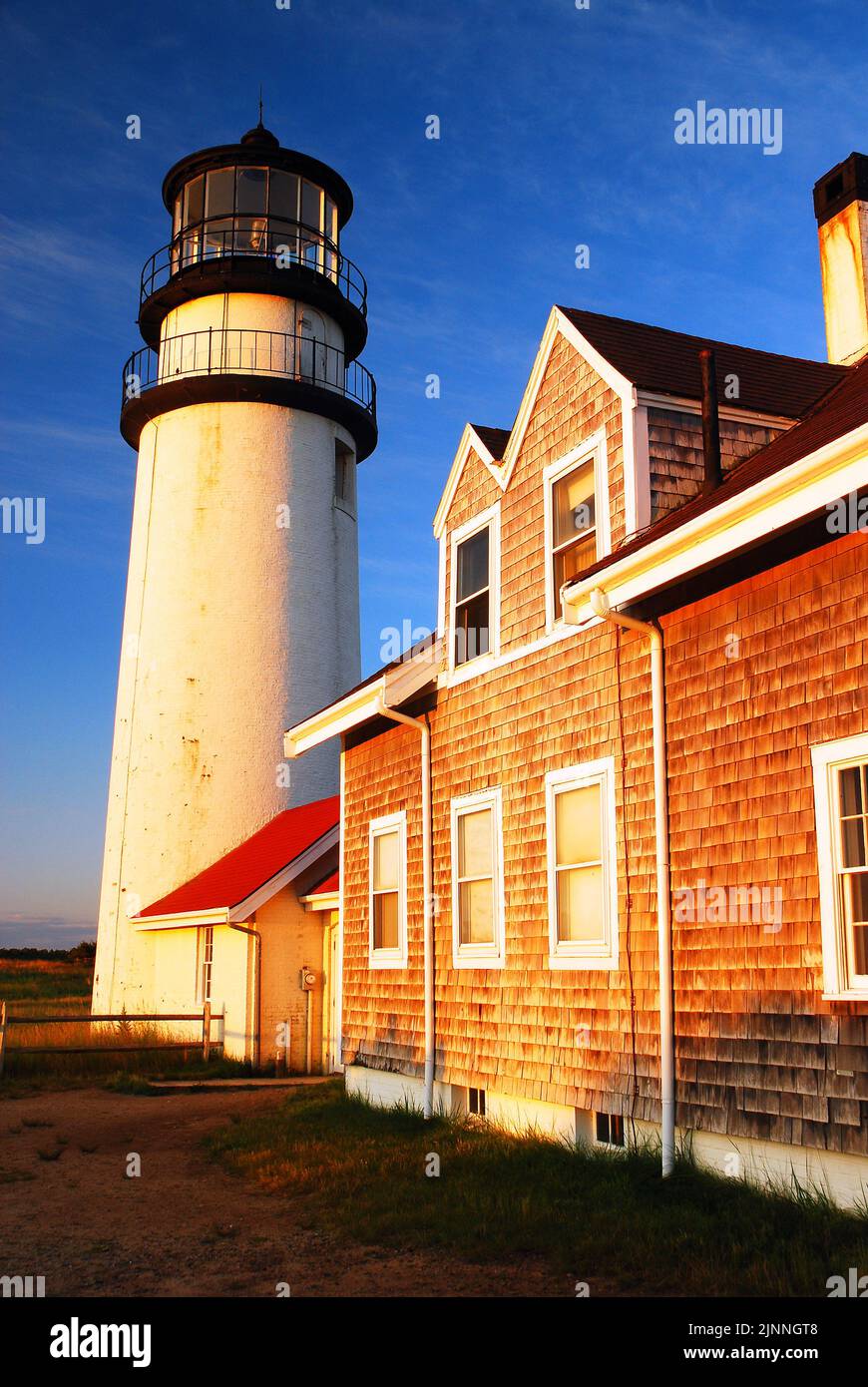 Le phare de North Truro, s'étend le long de la plage de Cape Cod Banque D'Images