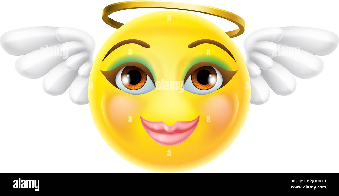 Angel Emoji Emoticon Femme icône de dessin animé Illustration de Vecteur