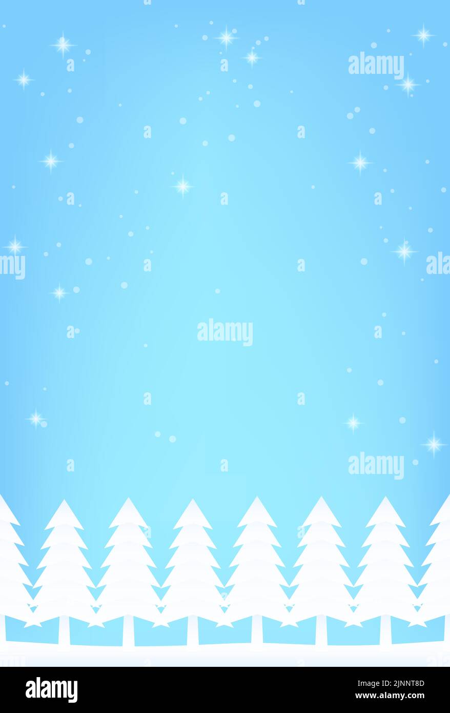 Accueil par temps froid, silhouette de forêt enneigée et ciel bleu Illustration de Vecteur