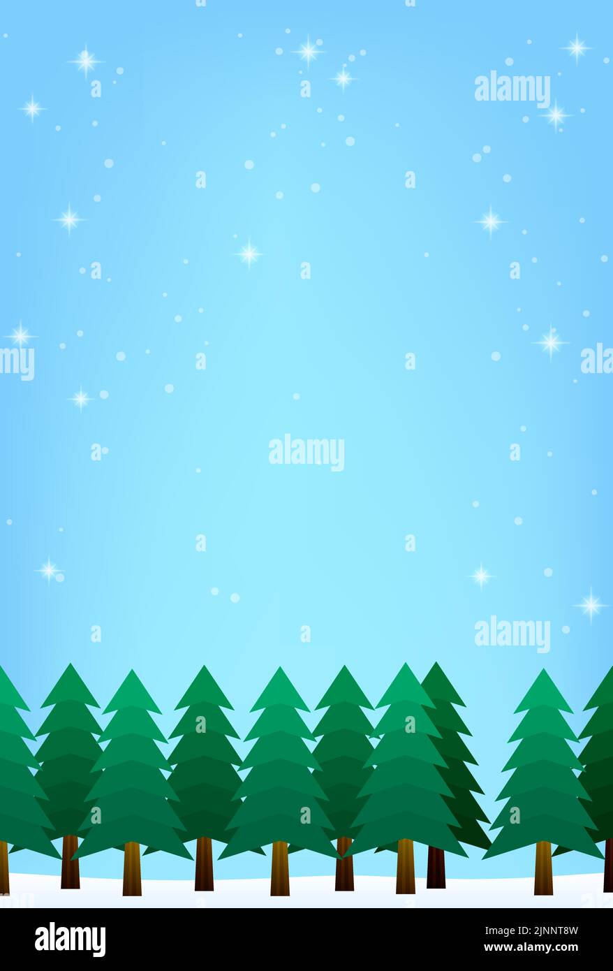 Accueil par temps froid, forêt enneigée et ciel bleu Illustration de Vecteur