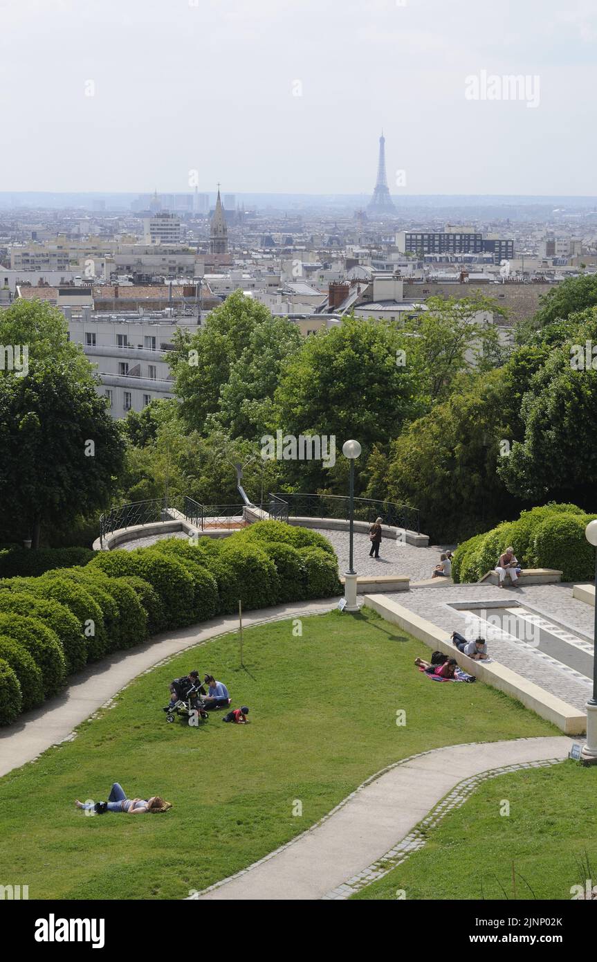 FRANCE. PARIS (75) QUARTIERS DE BELLEVILLE ET DE MENILMONTANT. LE PARC DE BELLEVILLE Banque D'Images