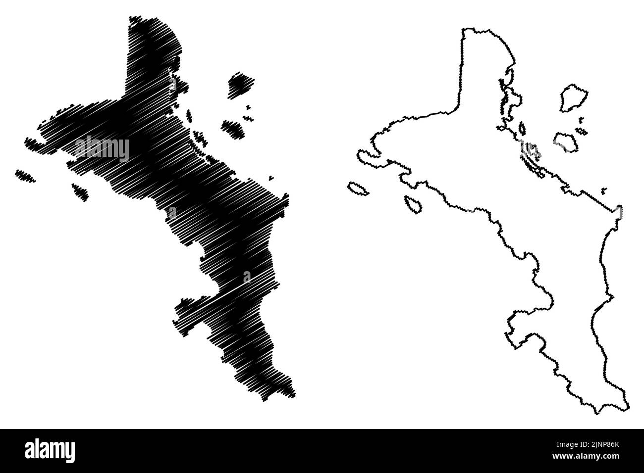 Île Mahé (République des Seychelles, Océan Indien, Îles intérieures) carte illustration vectorielle, scribble croquis Ile Mahé, carte les Mamelles Illustration de Vecteur