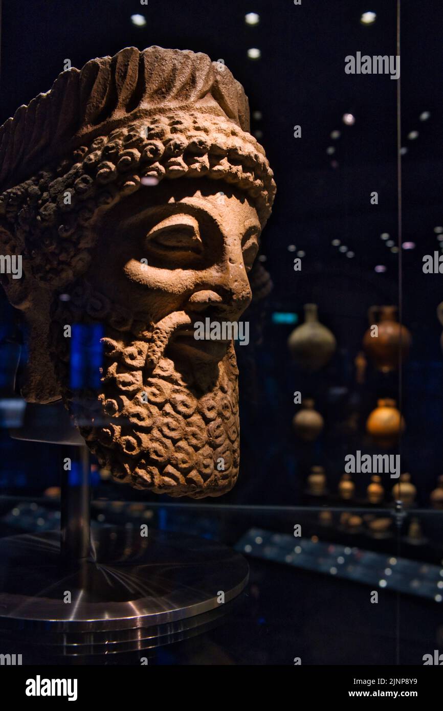 Tête barbu à l'intérieur du musée d'art des Cyclades à Athènes Banque D'Images