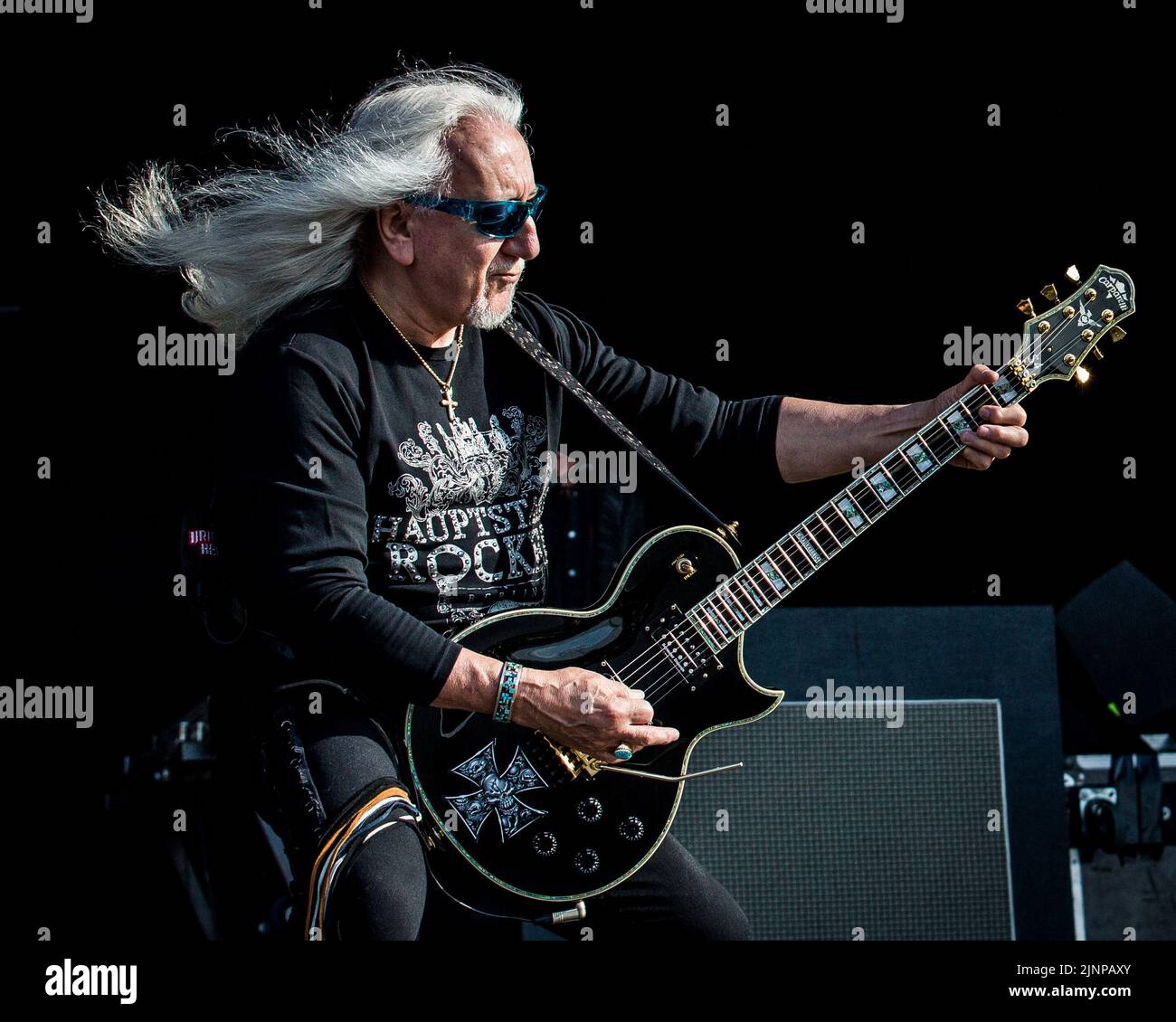 Mick Box d'Uriah Heep en direct sur scène Banque D'Images