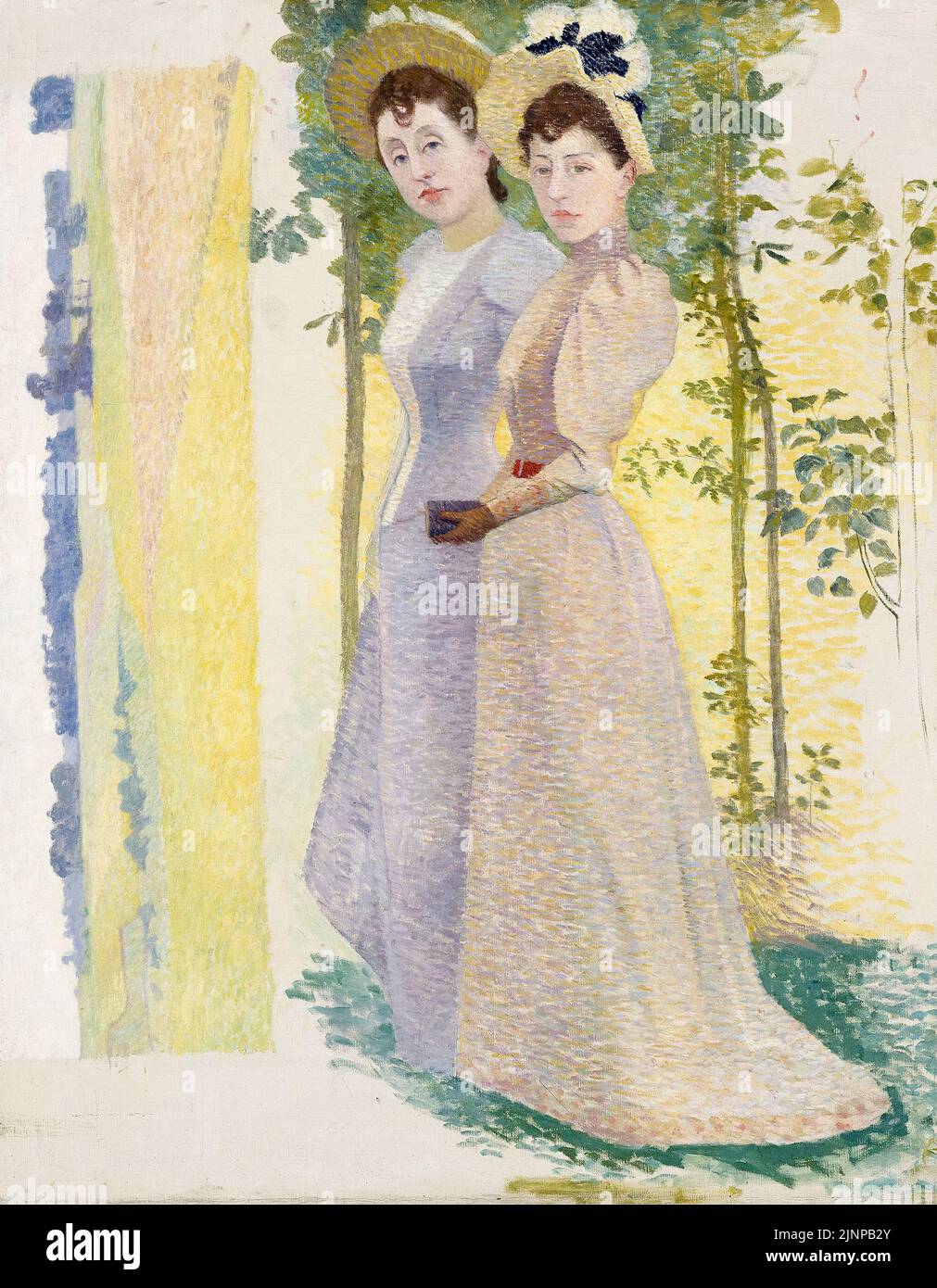 Aristide Maillol, deux femmes dans l'étude des chapeaux et du paysage, peinture à l'huile sur toile, 1890-1900 Banque D'Images