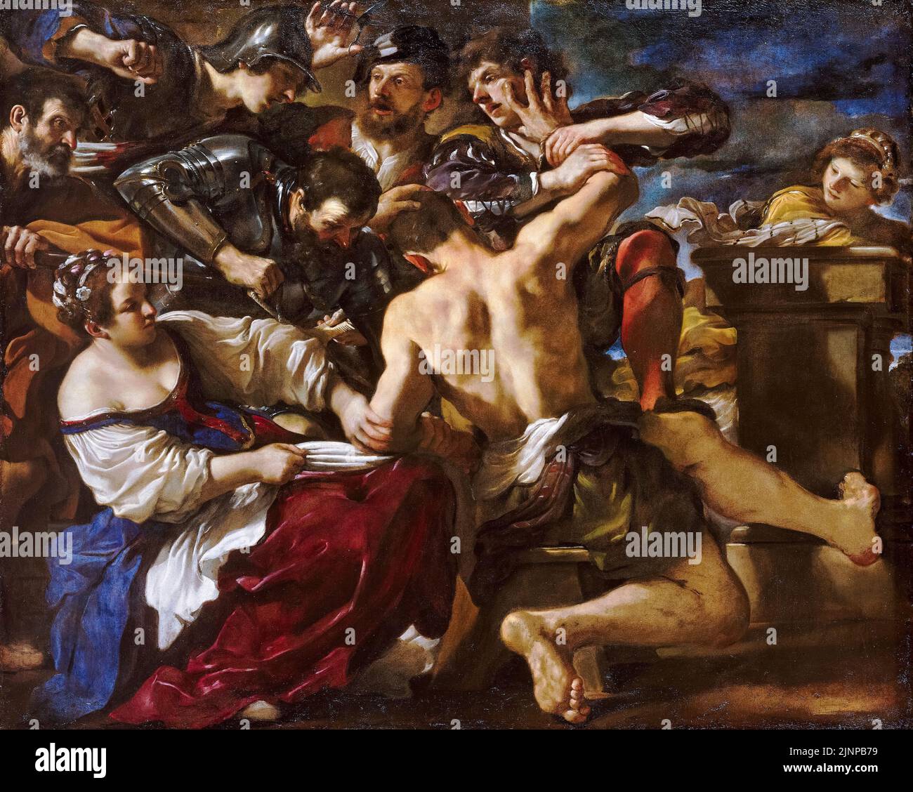 Samson capturé par les Philistins, peint à l'huile sur toile par Giovanni Francesco Barbieri, 1619 Banque D'Images