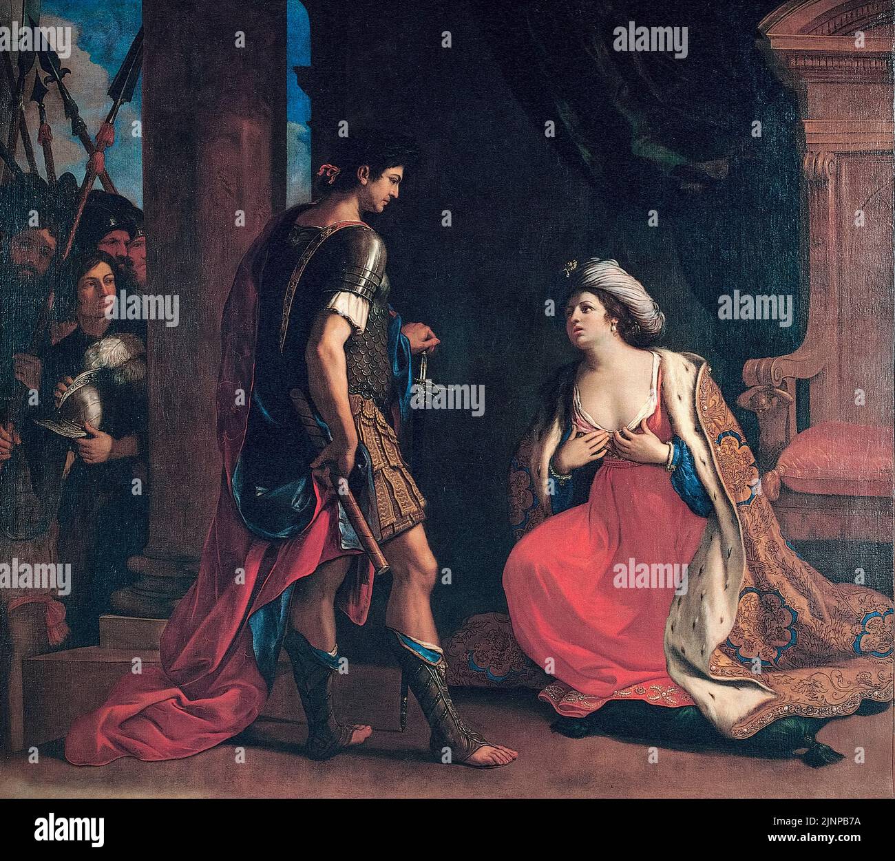 Giovanni Francesco Barbieri a appelé Guercino painting, Cleopatra et Octavian, huile sur toile, 1630-1649 Banque D'Images